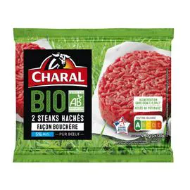 CHARAL Steaks hachés Bio 5% MG façon bouchère 240g