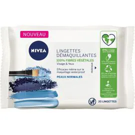 NIVEA Lingettes démaquillantes visage & yeux peaux normales 100% fibres végétales x20 