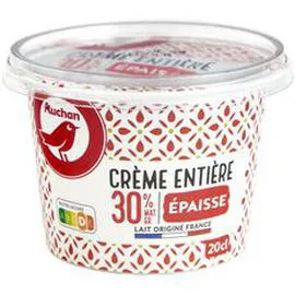 AUCHAN Crème fraîche épaisse entière 30% MG 20cl