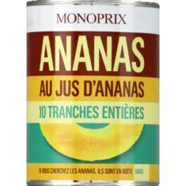 MONOPRIX Ananas au jus d'ananas 340g