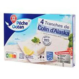 MARQUE REPÈRE, PÊCHE OCÉAN Filets colin Alaska 4 tranches - MSC 400g