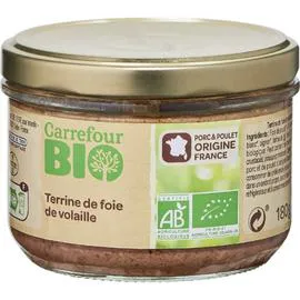 CARREFOUR BIO Terrine bio de foie de volaille 180g