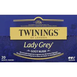TWININGS Thé noir Lady Grey goût russe x20 40g