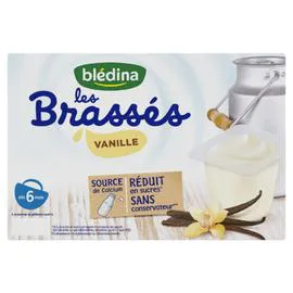 BLÉDINA Dessert lacté bébé dès 6 mois à la vanille Les Brassés 6x95g