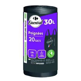 ESSENTIAL Sac poubelle à poignées 30L x20
