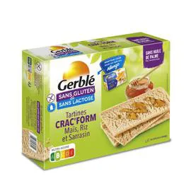 GERBLÉ Biscottes au mais & riz sans gluten & sans lactose 210g