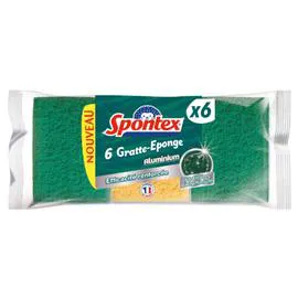 SPONTEX Eponge à récurer Aluminium Efficacité Renforcée x6
