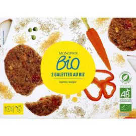 MONOPRIX BIO 2 galettes au riz légumes, boulgour 200g