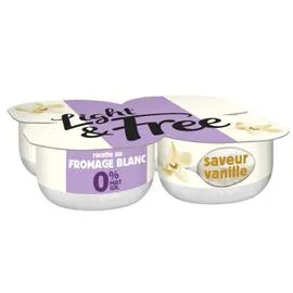 DANONE, LIGHT & FREE Fromage blanc vanille allégé 0% MG 4x120g