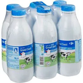 CARREFOUR Lait Demi-Ecreme Stérilisé UHT Calcium du Grand Ouest 6x1l