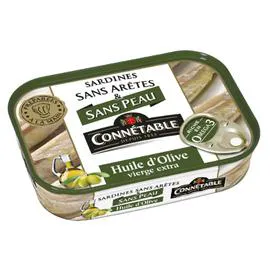 CONNÉTABLE Sardines à l'huile d'olive vierge extra sans peau et sans arête 140g