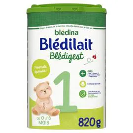 BLÉDINA, BLÉDILAIT Lait bébé en poudre 1er âge 0-6 mois Blédigest 820g