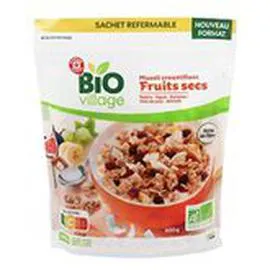 MARQUE REPÈRE, BIO VILLAGE Muesli croustillant Fruits secs Bio 500g