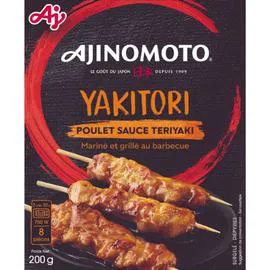 AJINOMOTO Brochettes De Poulet Mariné Dans Une Sauce Teriyaki 200g