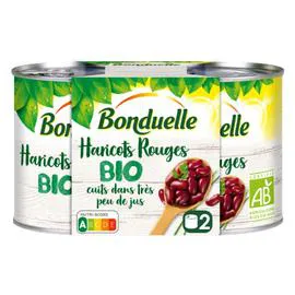 BONDUELLE Haricots rouges cuits dans très peu de jus Bio 2x130g