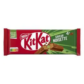 NESTLÉ, KITKAT Gaufrette croustillante enrobée de chocolat au lait saveur noisette 166g