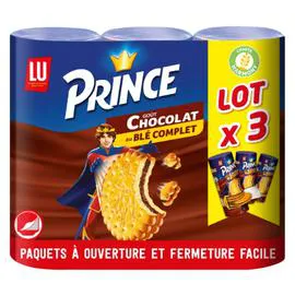 LU, PRINCE Biscuits fourrés au chocolat au blé complet 3x300g