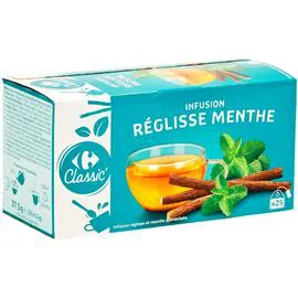 CARREFOUR CLASSIC' Infusion réglisse menthe 25x1,5g