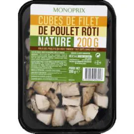 MONOPRIX Cubes de filet de poulet rôti nature 200g