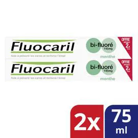 FLUOCARIL Dentifrice menthe bi-fluoré 2x75ml