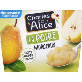 CHARLES & ALICE La poire morceaux sans sucres ajoutés 4x95g