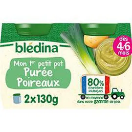 BLÉDINA Petit pot bébé Purée de poireau - dès 4-6 mois 2x130g