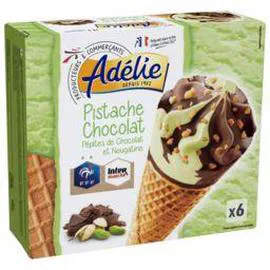 ADÉLIE Cônes pistache chocolat 6x120ml