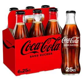 COCA-COLA Soda zéro sans sucres 6x25cl