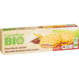 CARREFOUR BIO Biscuits bio fourrés cacao 185g