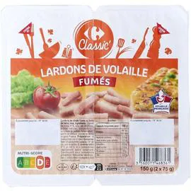 CARREFOUR CLASSIC' Lardons de volaille fumés 2x75g