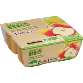 CARREFOUR BIO Compote pomme sans sucres ajoutés Bio 4x100g
