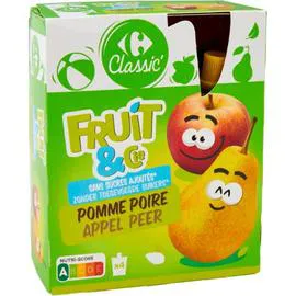 CARREFOUR CLASSIC' Compote pomme poire s/sucres ajoutés 4x90g