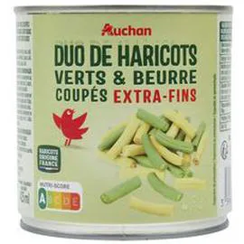 AUCHAN Duo de haricots verts et beurre extra-fins origine France 225g