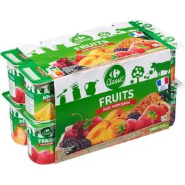 CARREFOUR CLASSIC' Yaourt aux fruits avec morceaux 16x125g