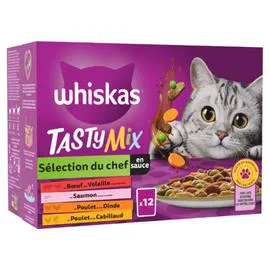 WHISKAS Pâtée pour chat adulte, Sélection du Chef en sauce 2x85g