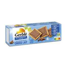 GERBLÉ Biscuits chocolat lait s/sucres ajoutés 125g