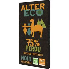ALTER ECO Chocolat noir 75% Pérou Bio 100g