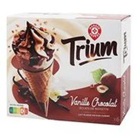 MARQUE REPÈRE, TRIUM Cônes glacés Vanille chocolat - x6 426g