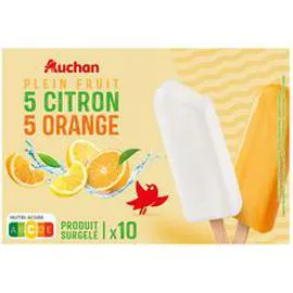AUCHAN Bâtonnets glacés citron orange 415g