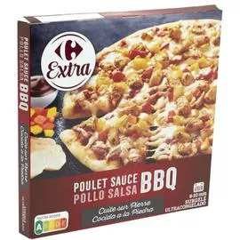 CARREFOUR EXTRA Pizza poulet sauce BBQ 390g