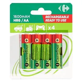 CARREFOUR Pile rechargeable AA/HR6 1600mAh préchargée x4 x4