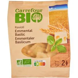 CARREFOUR BIO Pâtes fraîches ravioli emmental basilic 250g