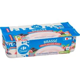 CARREFOUR CLASSIC' Yaourt fruits rouges mixés brassé 8x125g
