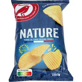 AUCHAN Chips ondulées à l'huile de tournesol 150g