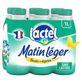 LACTEL, MATIN LÉGER Lait Sans lactose UHT Ecrémé 6x1l