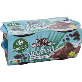 CARREFOUR SENSATION Dessert mousse au chocolat végétal 4x55g