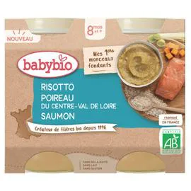 BABYBIO Petit pot risotto poireau saumon bio dès 8 mois 2x200g