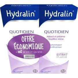 BAYER, HYDRALIN Gel lavant Quotidien extrait de lotus 2x200ml