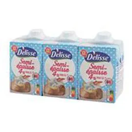 MARQUE REPÈRE, DÉLISSE Spécialité laitière UHT Semi-épaisse 4% MG 3x20cl
