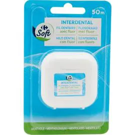 CARREFOUR SOFT Fil dentaire mentholé avec fluor l'unité